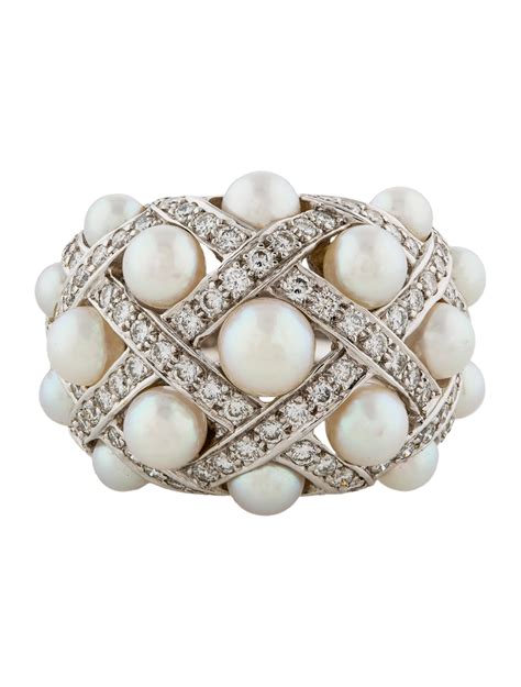 chanel two pearl ring|chanel ring with diamonds.